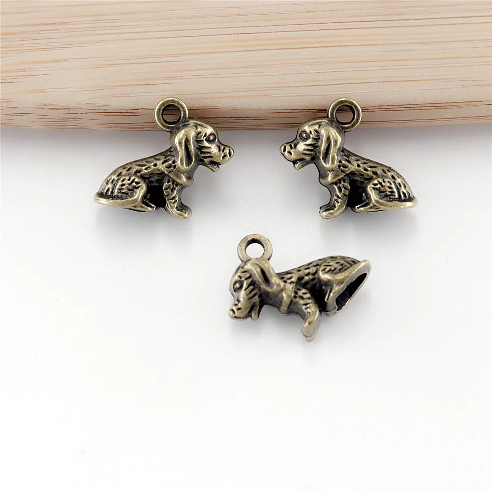 Wholessale 38pcs antique bronze dog charms metal pendants for DIY jewelry makingin Charms from
