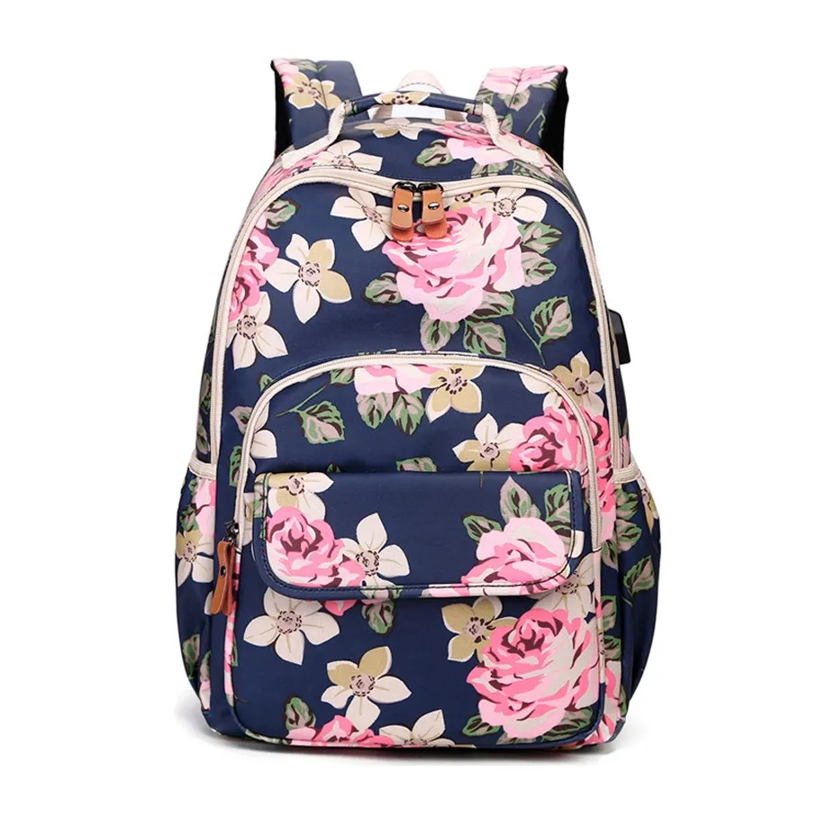 OKKID kids pink flower backpack floral school bags for teenage girls book bag cute backpacks for ...