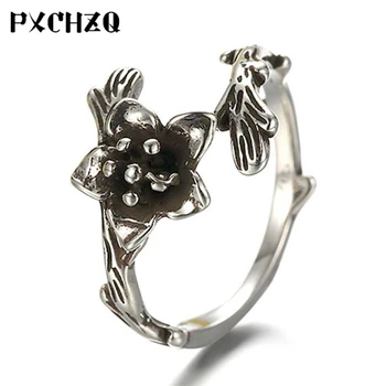

Retro fashion roses ring female Thai silver opening ring exaggerated domineering Europe and the United States pop
