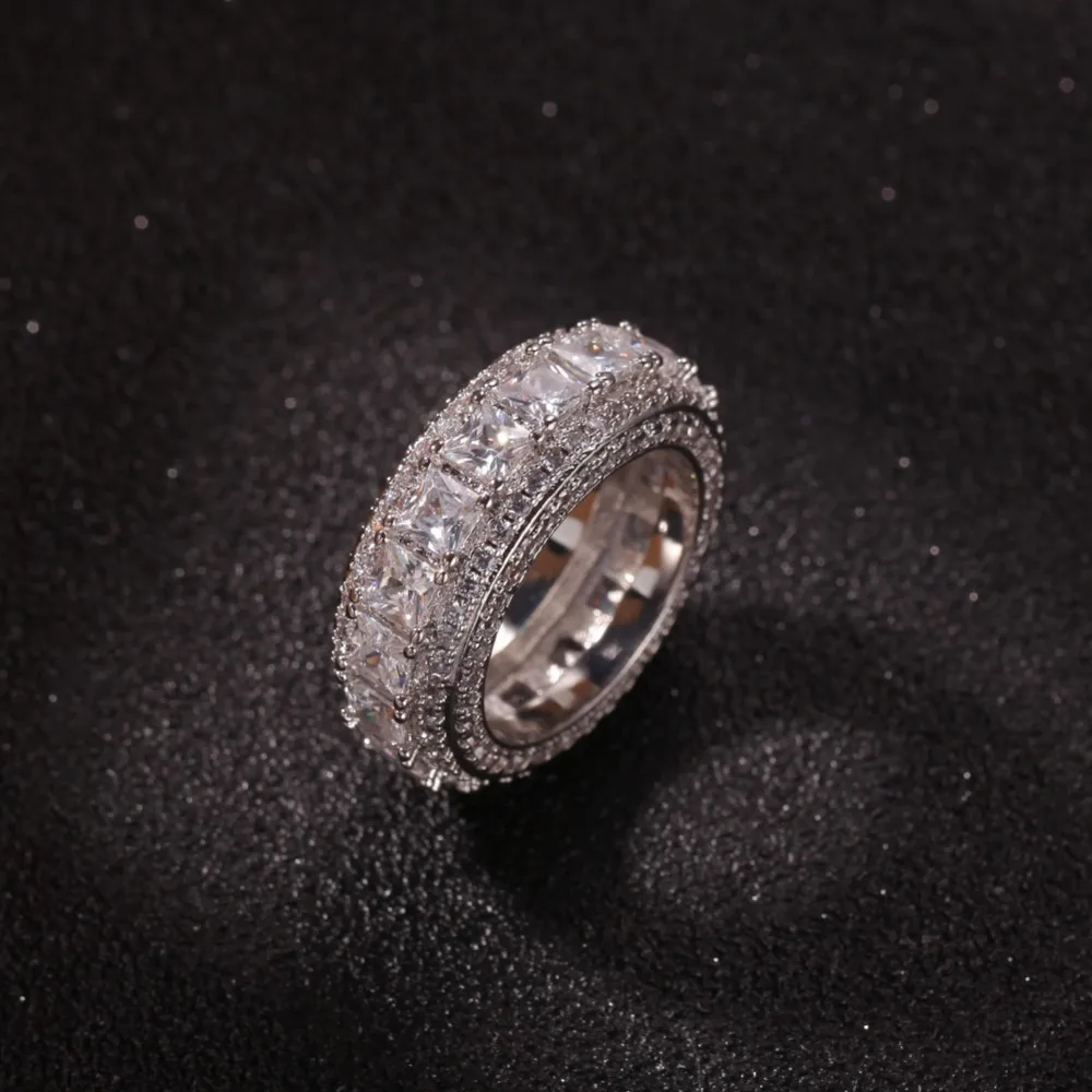 UWIN, роскошные микро вечерние кольца для мужчин и женщин, шикарное модное кольцо в стиле хип-хоп, золото/белое золото, цвет кубического циркония, ювелирные изделия