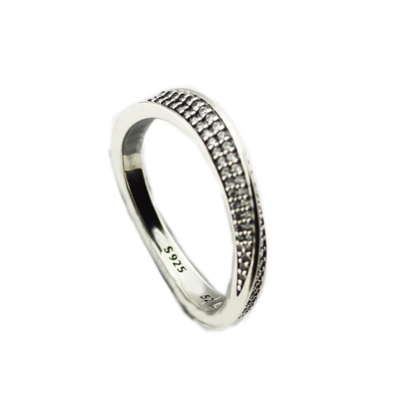 Pandulaso Elegant Waves Rings Fashion 2018 New Spring Silver Rings for Women & Men Clear CZ Wedding Rings Silver 925 Jewelry