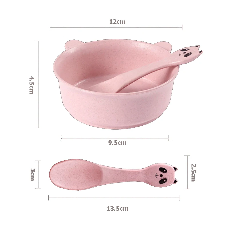 2 Pcs/Set Baby Feeding Food Tableware Panda Wheat Kid Dishes Eco-Friendly Children Training Dinnerware Plate Bowl Spoon BB5088 2 Pcs/Set Baby Feeding Food Tableware Panda Wheat Kid Dishes Eco-Friendly Children Training Dinnerware Plate Bowl Spoon BB5088