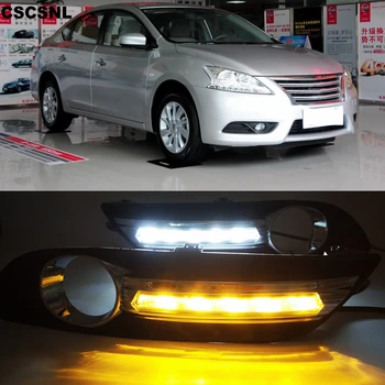 

CSCSNL 1 set 12V ABS LED DRL Daytime Running Lights With turn yellow signal Lamp For Nissan Sentra Sylphy 2012 2013 2014 2015