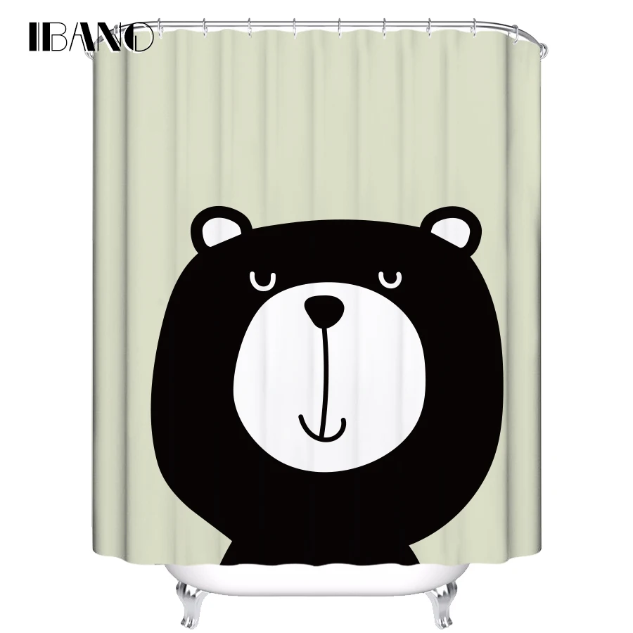 Cartoon Bear Penguin Shower Curtain Customized Bath Curtain Waterproof
