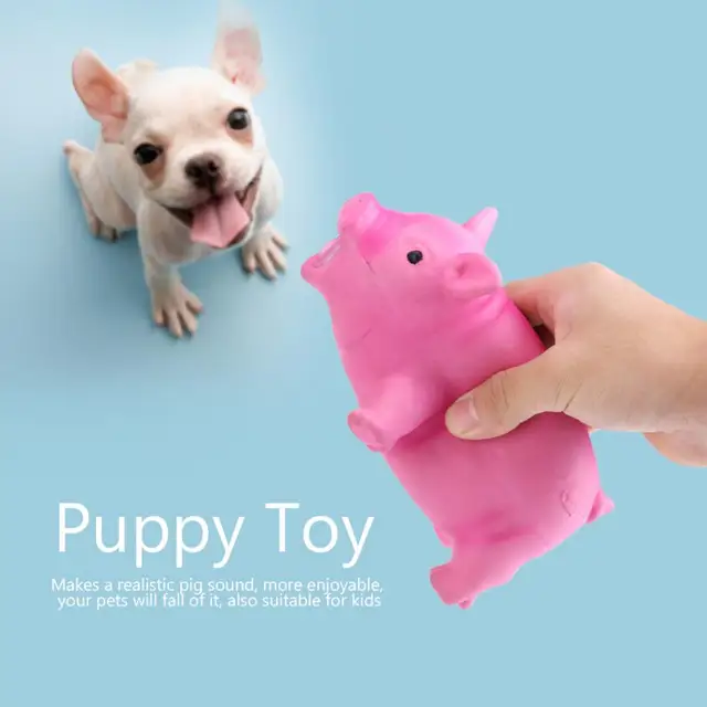 1Pcs Soft Latex Cleaning Teeth Pet Dog Cat Chewing Toy Pig Squeak Puppy Dog Play Pig Toy Chew Sound Toys Press Sound  2 Colors