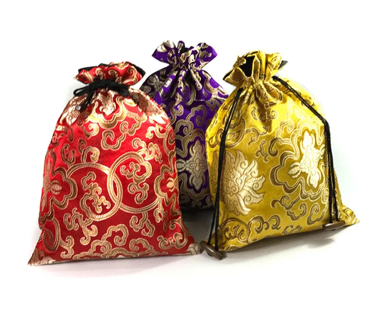 3 size Chinese Silk Drawstring Bags For Gifts Packaging Bag High
