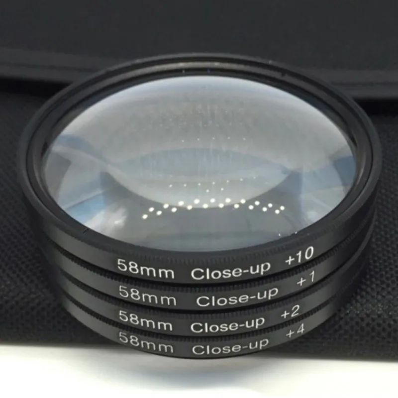

NEW arrivals 4 pack 58MM Macro Close Up Lens Filter Kit +1 +2 +4 +10+Bag for Canon 18-55mm 50mm Lens