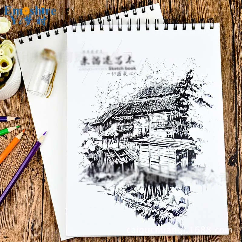 Emoshire 16k Creative Sketchbook Hand Painted Chinese Wind Art Painting A4 Ancient Wind Speed Book Wholesale (8)