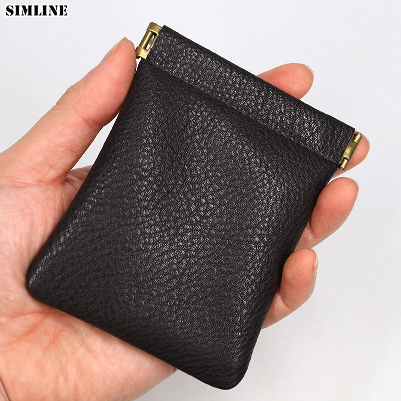 Monedero de cuero genuino para hombre y mujer, Mini billetera hecha a mano, tarjetero de bolsillo, bolsa de almacenamiento dinero|Monederos| - AliExpress