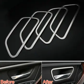 

BBQ@FUKA Car Interior Stainless Steel Door Handle Bowl Cover Frame Trims Decoration For bmw 3 Series F30 320Li 328Li 2013-2016