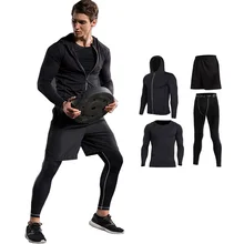 2017 Survetement Homme 4pcs Men Sport Suits Quick Dry Basketball Soccer Training Tracksuits Fitness Gym Clothing Running Sets