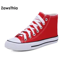 ZawsThia vulcanize casual flats summer shoes women lace up unisex walking shoes canvas shoes high top sneakers woman size 35-45