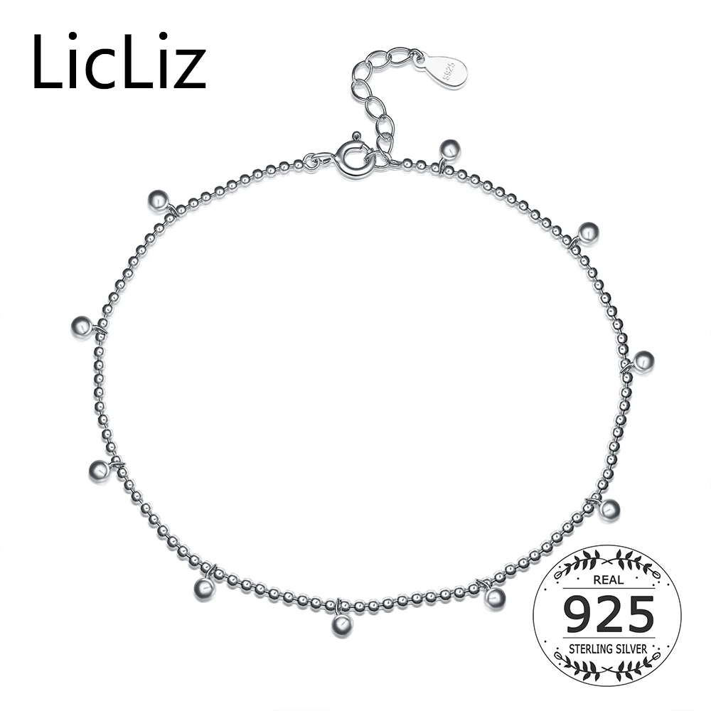 LicLiz Silver Strand Beads Ball Anklet Ball Chain Foot Bracelet Women 925 Sterling Charms Ankle Beach Sandal Fine Jewelry LA0007 LicLiz Silver Strand Beads Ball Anklet Ball Chain Foot Bracelet Women 925 Sterling Charms Ankle Beach Sandal Fine Jewelry LA0007