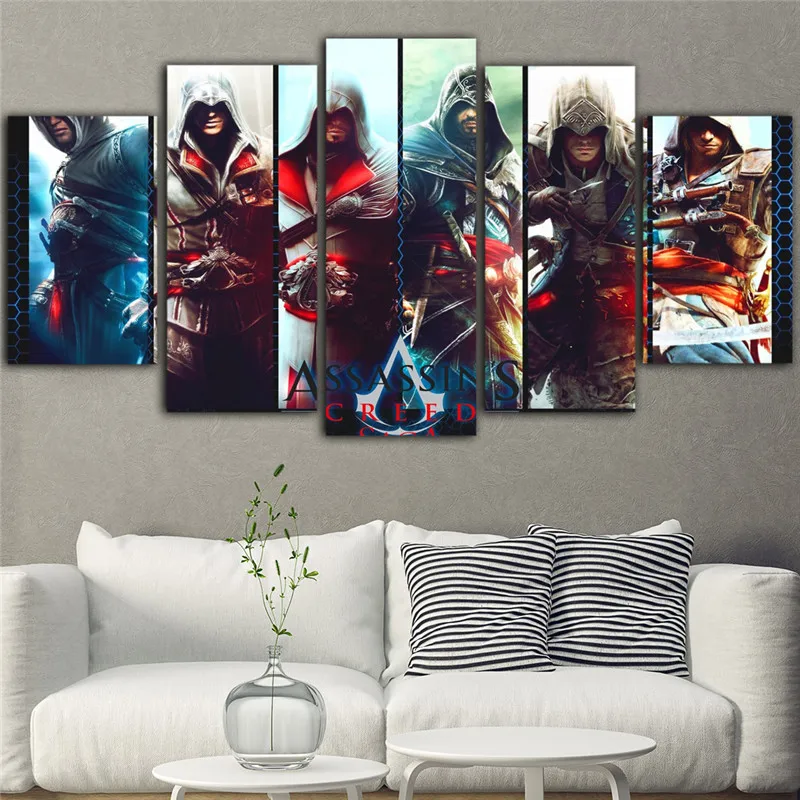 5 шт. картина водостойкие чернила холст художественная игра плакат печать Assassins