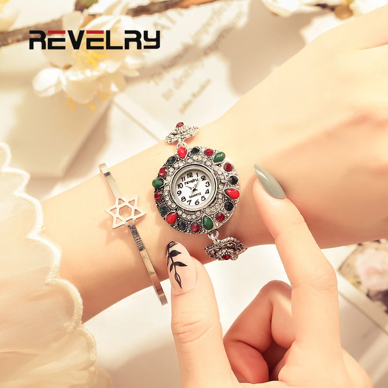 

REVELRY 2019 Watch Women Silver Vintage Luxury Clock Women Bracelet Watch Ladies Brand Luxury Stainless Steel Women Clock Gifts