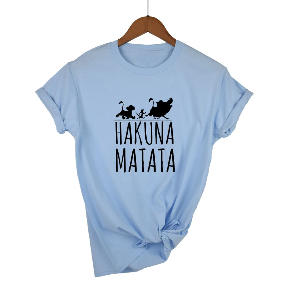 Plus Size Female T Shirt HAKUNA MATATA Cartoon Women Summer White Black Tshirt Homme Cute Super Soft T-shirts