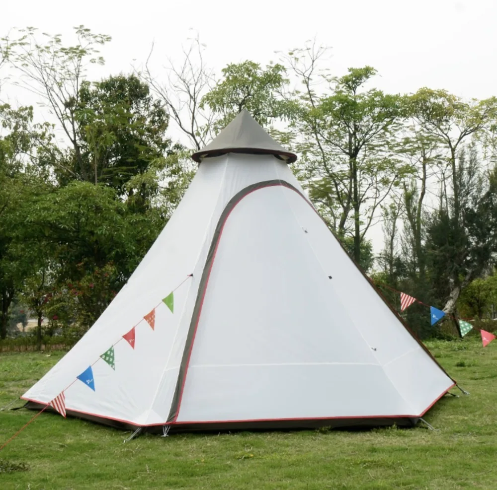 Индийский стиль Пирамида Tipi палатка UNI 10ft двойная дверь водонепроницаемый сетка вигвам Кемпинг роскошный монгольская юрта семья палатка легкий