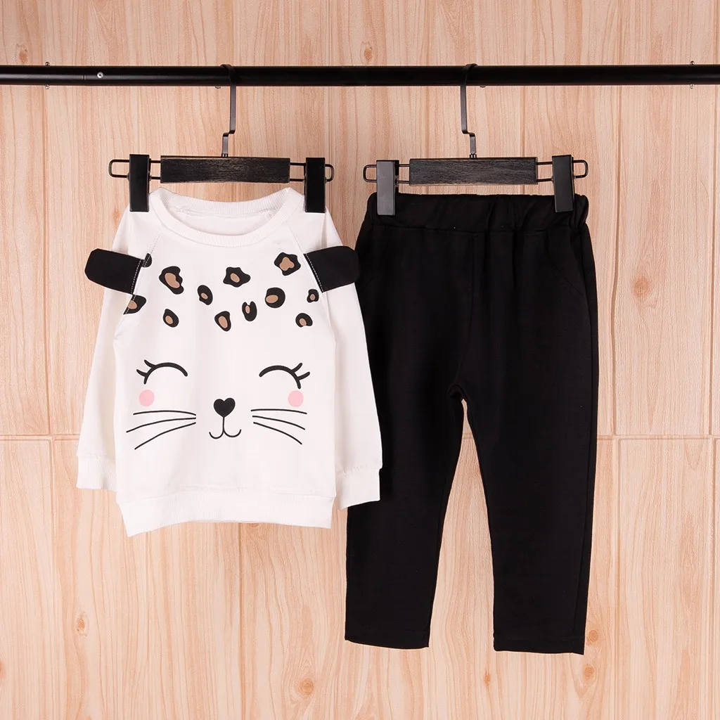 

Lovely Cute Cat Suit Girl Suit Fashion Comfortable Casual Suit Kids Child Summer