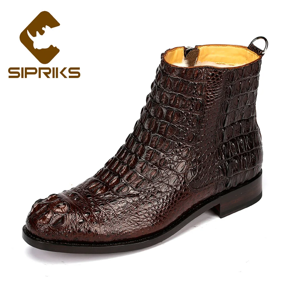 Sipriks Crocodile Skin Zip Boots Mens Luxury Dark Brown Ankle Boots Italian Sewing Welted Shoes Winter Wool Boot Keep Warm RU
Sipriks Crocodile Skin Zip Boots Mens Luxury Dark Brown Ankle Boots Italian Sewing Welted Shoes Winter Wool Boot Keep Warm RU
