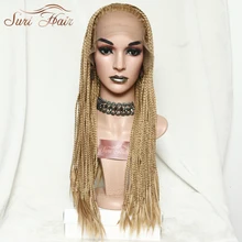 Suri Hair Lace Front Golden Synthetic Wig African American Braided Wig For Black Women 26inch