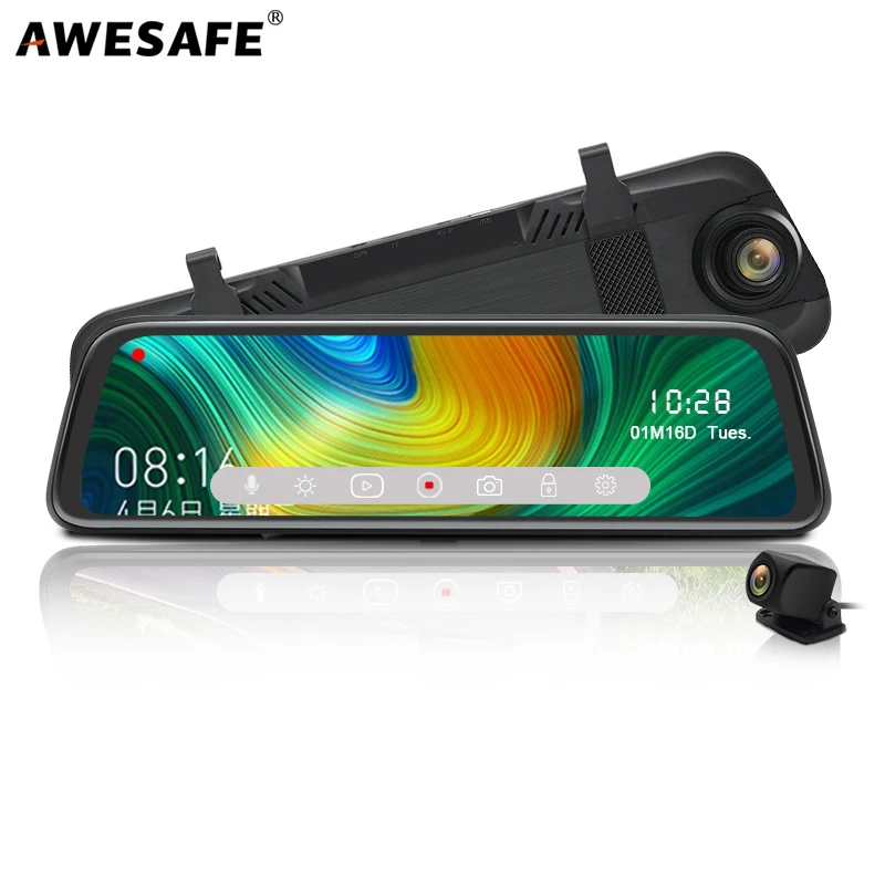 

AWESAFE H13 Full HD 1080P Car DVR Camera Auto 10'' Rearview Mirror Dash Cam Video Recorder Dual Lens Registratory Camcorder
