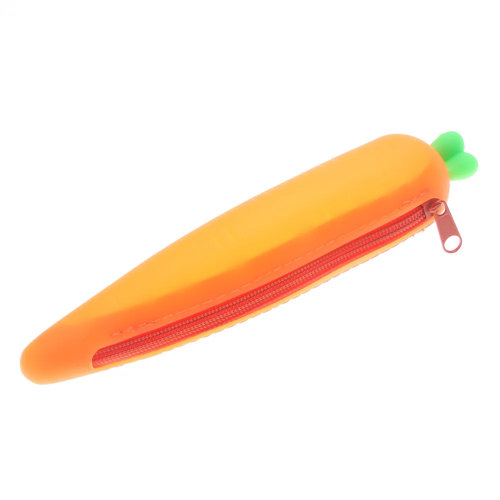 1 шт. милый мультяшный кавайный морковный Портативный Силиконовый пенал для карандашей косметический карманный школьный стационарный чехол