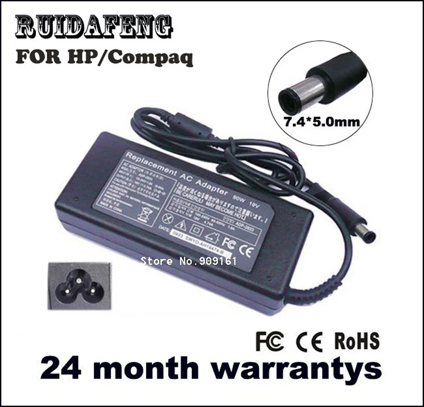 Laptop AC Adapter 19v 4.74a 7.4mm*5.0mm 90w for HP Compaq Notebook 2230s 2510p 2710p 6510b 6910p