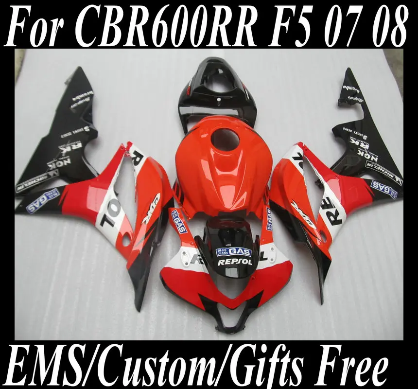 

Motorcycle Fairing Kit for HONDA CBR600RR F5 07 08 CBR600 RR CBR 600RR 2007 2008 ABS Hot red black Fairings set+7gifts HG34