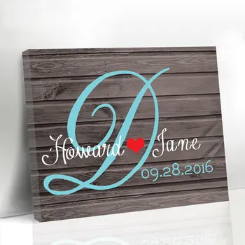 

Wedding Guest Book Custom Monogram Canvas Guest Book Personalized Wooden Signature Book Alternative Print Gift for Bride & Groom