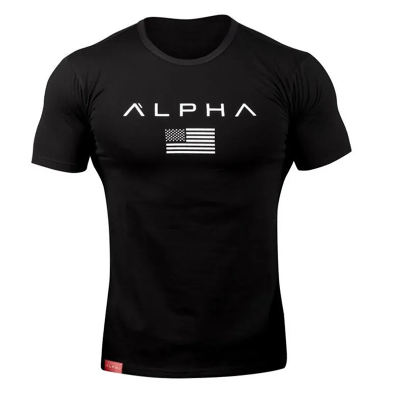 ALPHALETE الرجال العلامة التجارية الجديدة الملابس الجمنازيوم ضيق القطن تي شيرت رجل اللياقة البدنية تي شيرت أوم الجمنازيوم T قميص الرجال اللياقة ...