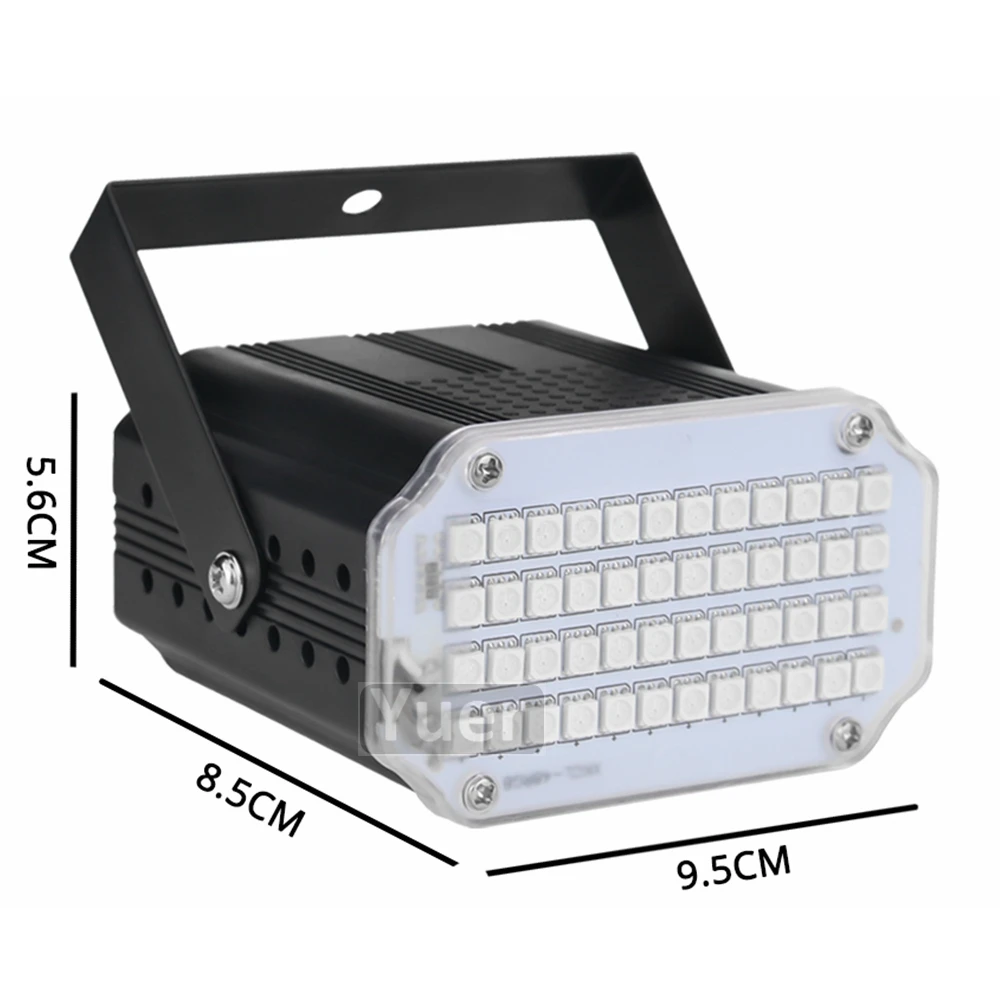 caso de alumínio led rgb luzes estroboscópicas branco uv disco dj ktv festa de férias clube música ativado som flash luz da noite estágio