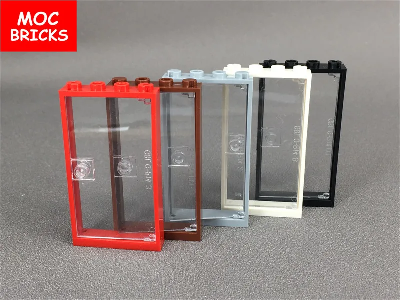 Lego 1x4x6 Frame Red with Clear Glass Window Door with Stud Handle Lot of 1 Set