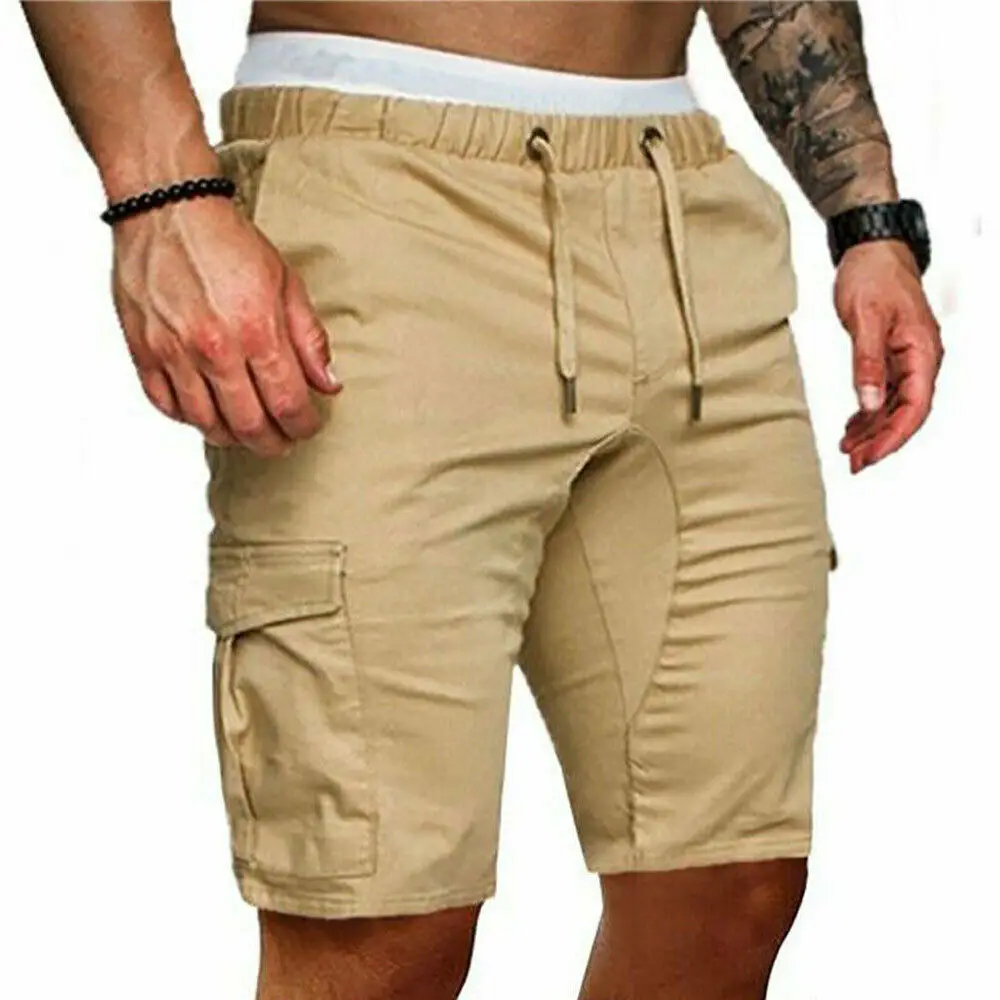 Модные стильные мужские летние шорты спортивные рабочие повседневные армейские Карго короткие брюки - Цвет: Хаки