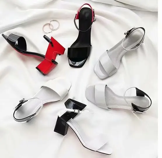 

Street Fashion High Heels Summer Shoes Woman Buckle Strap Women Pumps Elegant Peep Toe Lady Sandals Patent Leather Zapatos Mujer