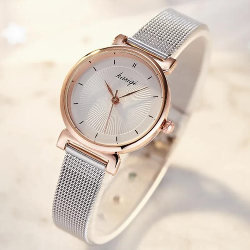 Серебряные женские часы из нержавеющей стали женские часы браслет бренд vansvar элегантный циферблат кварцевые наручные часы подарок reloj mujer - Цвет: rose gold