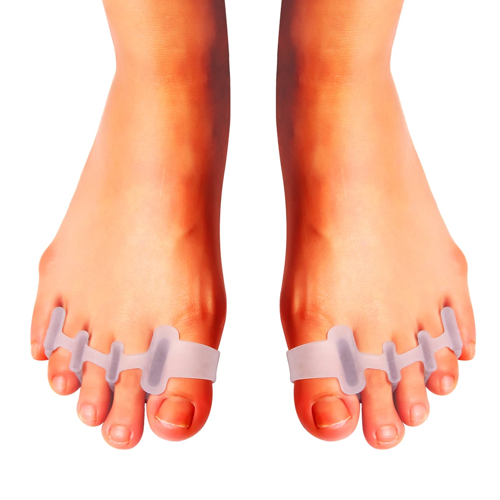 1 Pair Elastic Silicone Gel Toe Hallux Valgus Separators Straighteners White Toe Gel Bunion Separators Foot Care Protector