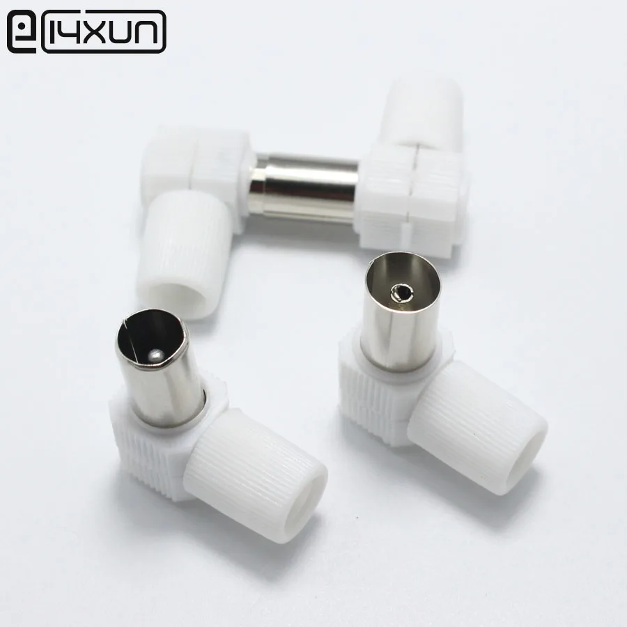 1 ชุดมุมขวาชายและหญิงปลั๊กทีวีแจ็คสําหรับเสาอากาศทีวี RF COAXIAL ชายปลั๊กอะแดปเตอร์ 90 องศาเสาอากาศ CONNECTOR 1