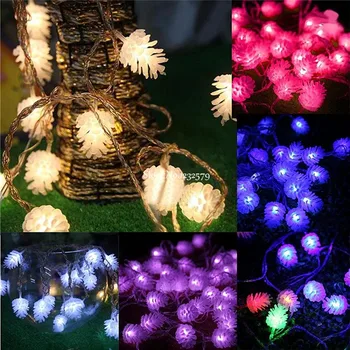 

4m 40 Led Battery String Lights Chirstmas Decoration Pine Cone Fairy Flashing Lamp With 2 Functions for Party Garden