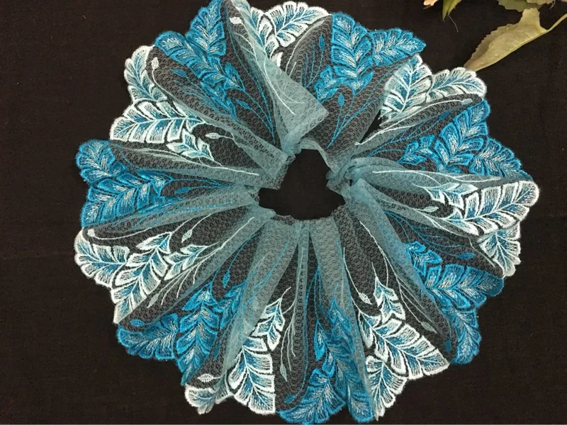 

Blue embroidery lace accessories diy 12 cm wide