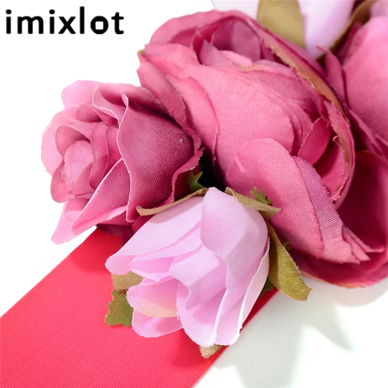 IMIXLOT очаровательный элегантный пояс с цветами для женщин и девочек, пояс для свадебной вечеринки, тканевый эластичный пояс, аксессуары