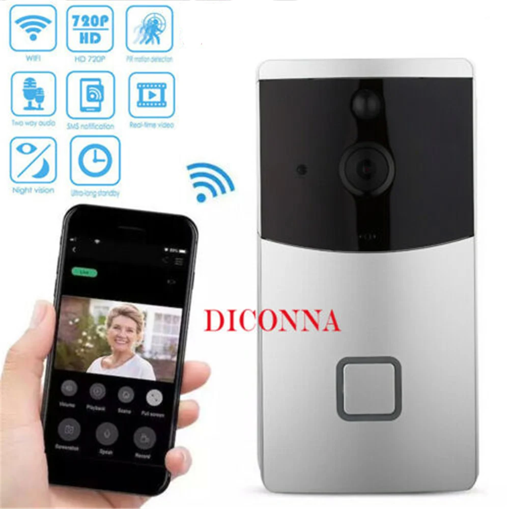 

D2 Wireless Video WiFi Smart Doorbell Camera IR Vision Record Door Bell Home Security System