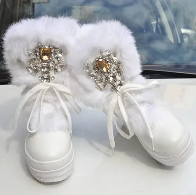 4 De 2018 Bottes Main 7 Chaussures Réel Grande 3 10 À 8 Fourrure Lapin 1 2 Épais Hauts Neige D'hiver 5 40 Diamant 6 Taille La 9 Plus l1TJF3Kc