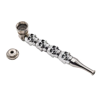 

New Metal Pipe Silver Pipe Portable Tobacco Smoking Pipes Smoke Narguile Grinder Mouthpiece