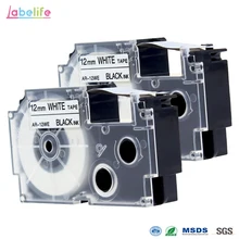 Labelife 2 шт. XR12WE Совместимость с CASIO XR-12WE черный на белом 12 мм * 8 м этикетка лента для KL-60 KL-60SR производителей этикеток