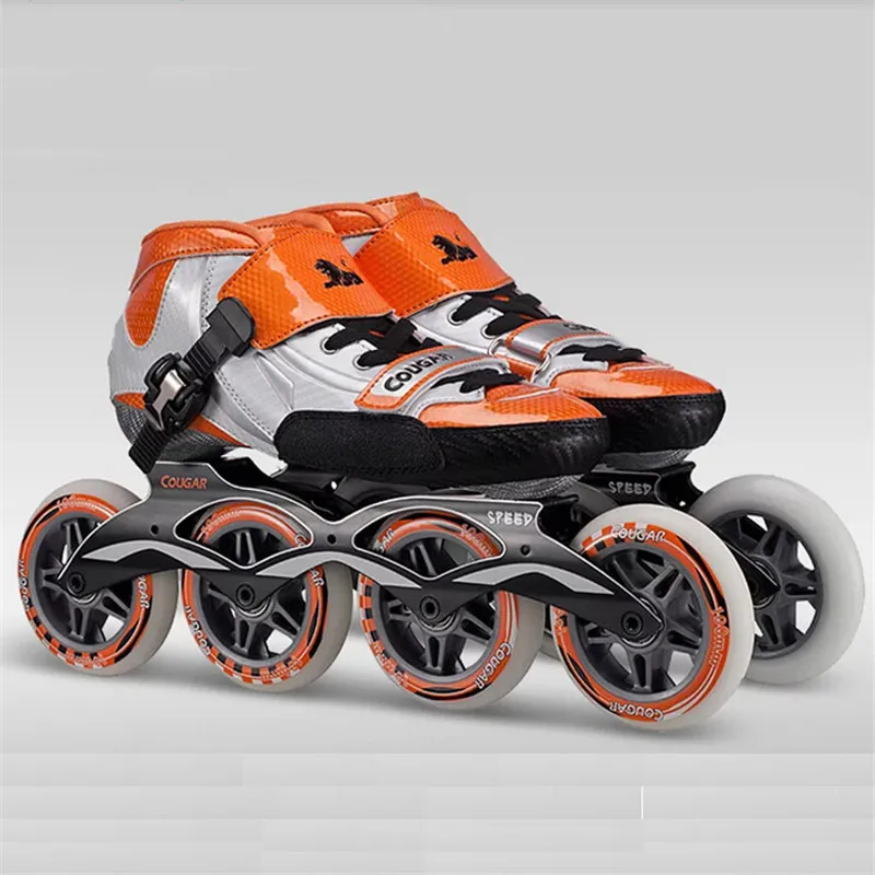 Japy تزلج الأصلي كوغار SR1 حذاء تزلج بعجلات سرعة الألياف الزجاجية الكبار الطفل طفل الأسطوانة أحذية التزلج 90/100 مللي متر سباق Patines