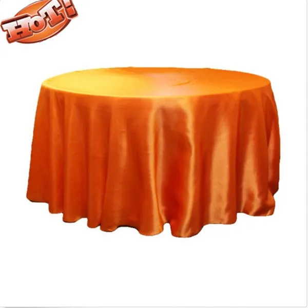 10pcs orange Satin Cheap Round Tablecloths For Weddings 90'' round