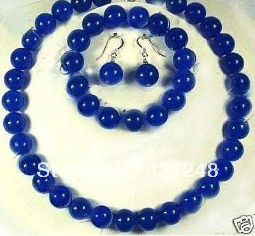 

Free shopping new 2014 DIY new 2013 10MM Sapphire Necklace bracelet earrings set GE1081