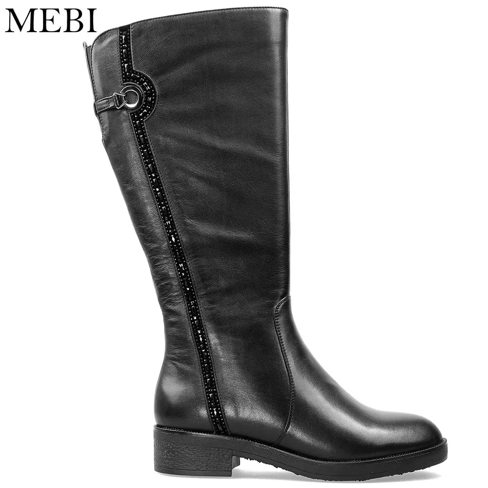 De Mujer Lujo Animales Lana Mebi Botas Invierno Auténtico Felpa Moda Cuero Y Caliente Becerro Pieles Zapatos Negro Rusia qAqBxR