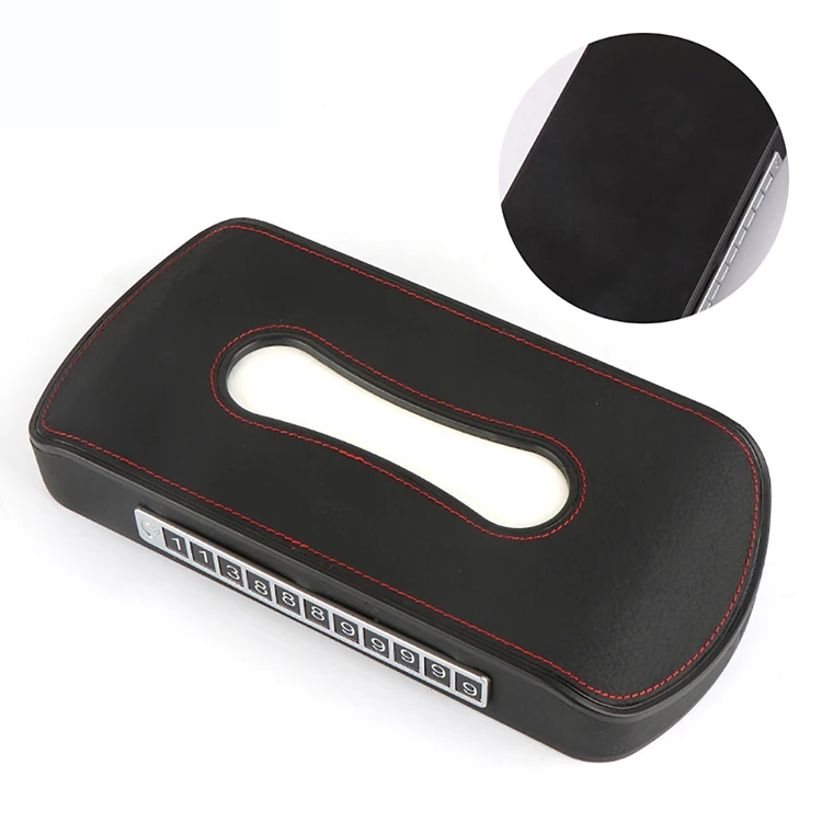 LOEN автомобильный солнцезащитный козырек коробка для салфеток из искусственной кожи с парковочной картой подлокотник коробка для спинки сиденья Коробка для салфеток автомобильные аксессуары держатель для полотенец - Название цвета: Black red Z