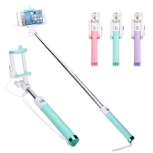 Mini Pega Monopé Selfie Vara Com Botão Com Fio de Silicone Universal Para o iphone 6 5 Android Samsung Huawei Xiaomi Varas